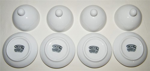 Superschönes Vintage Set (4) Marke "HOME" INDIVIDUELLES PORZELLAN GEWÖLBTE BUTTER weiß - Bild 4 von 5