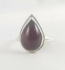 Shube's Sterling Silver Pear Shaped Carnelian Ring Size 8.5