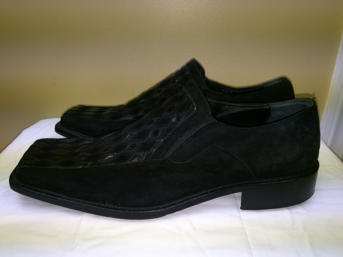 GUERRINO MARSILI MEN ITALIAN SLIP ON BLACK LEATHER SHOES SIZE EURO 