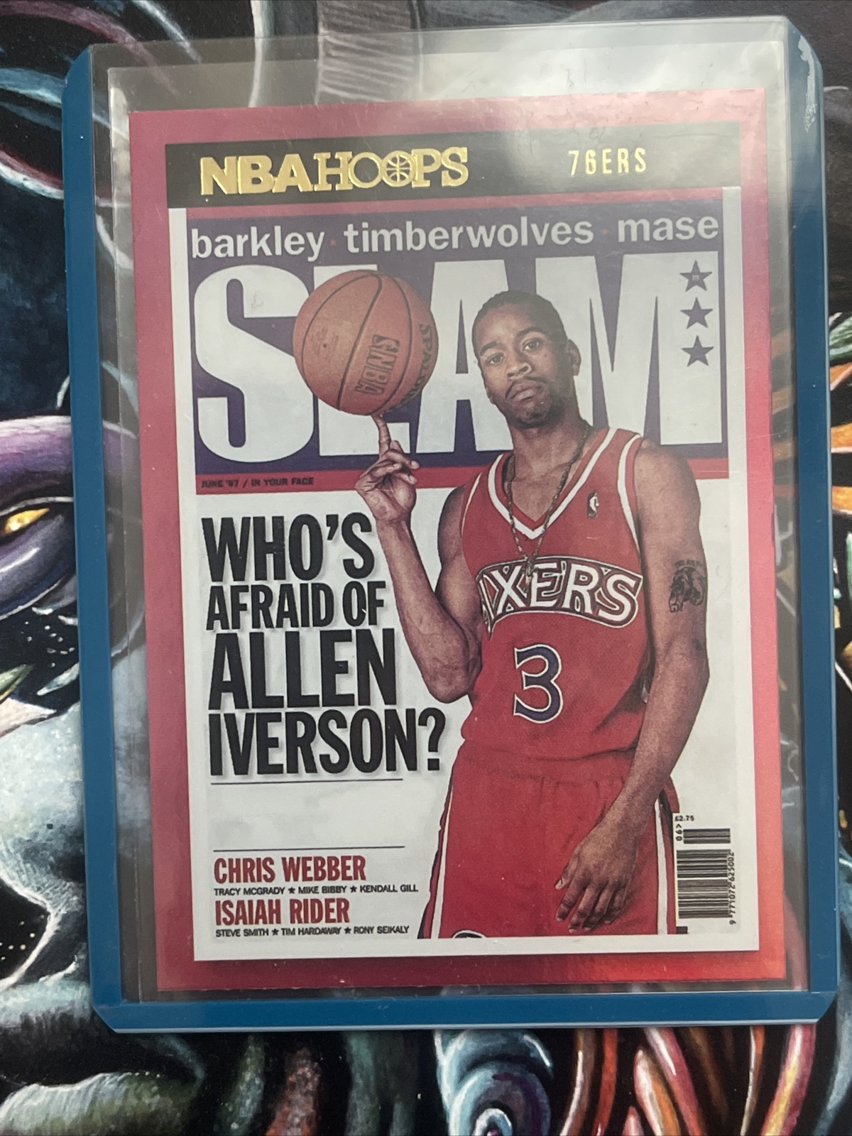 Allen Iverson 2021-22 NBA Hoops Slam Magazine Holo Gold Foil SP #18 Rare 76ers