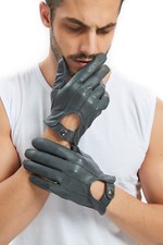 Men Whole Piece Real Italy Top Leather Unlined Motor Driving Gloves