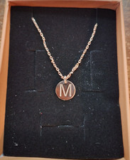FAMILY NECKLACE WITH KIDS INITIAL LETTER M ROSE GOLD 18 "