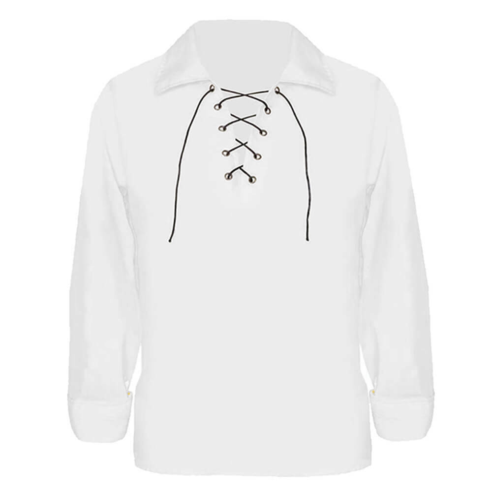 CAMISA INFANTIL BLANCA CON CORDONES MANGA LARGA MEDIEVAL PIRATA TUDOR UNISEX DISFRAZ