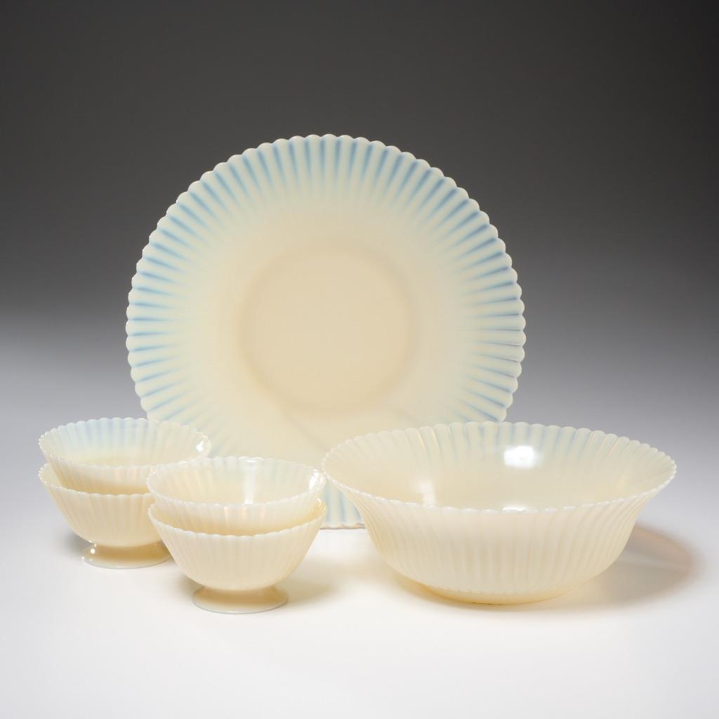 Macbeth Evans Petalware Scalloped Cream Beige Sherbet Serving Bowl