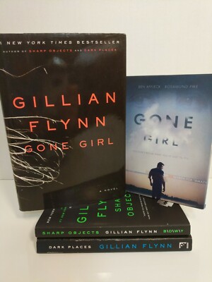 GILLIAN FLYNN books~Lot of 3~ GONE GIRL~SHARP OBJECTS~DARK PLACES& Gone Girl DVD