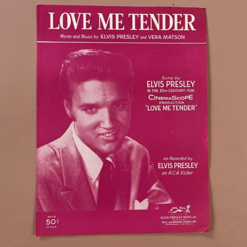 Original ELVIS PRESLEY Love Me Tender 1956 Pink Sheet Music Price 50 Cents RARE - Afbeelding 1 van 5