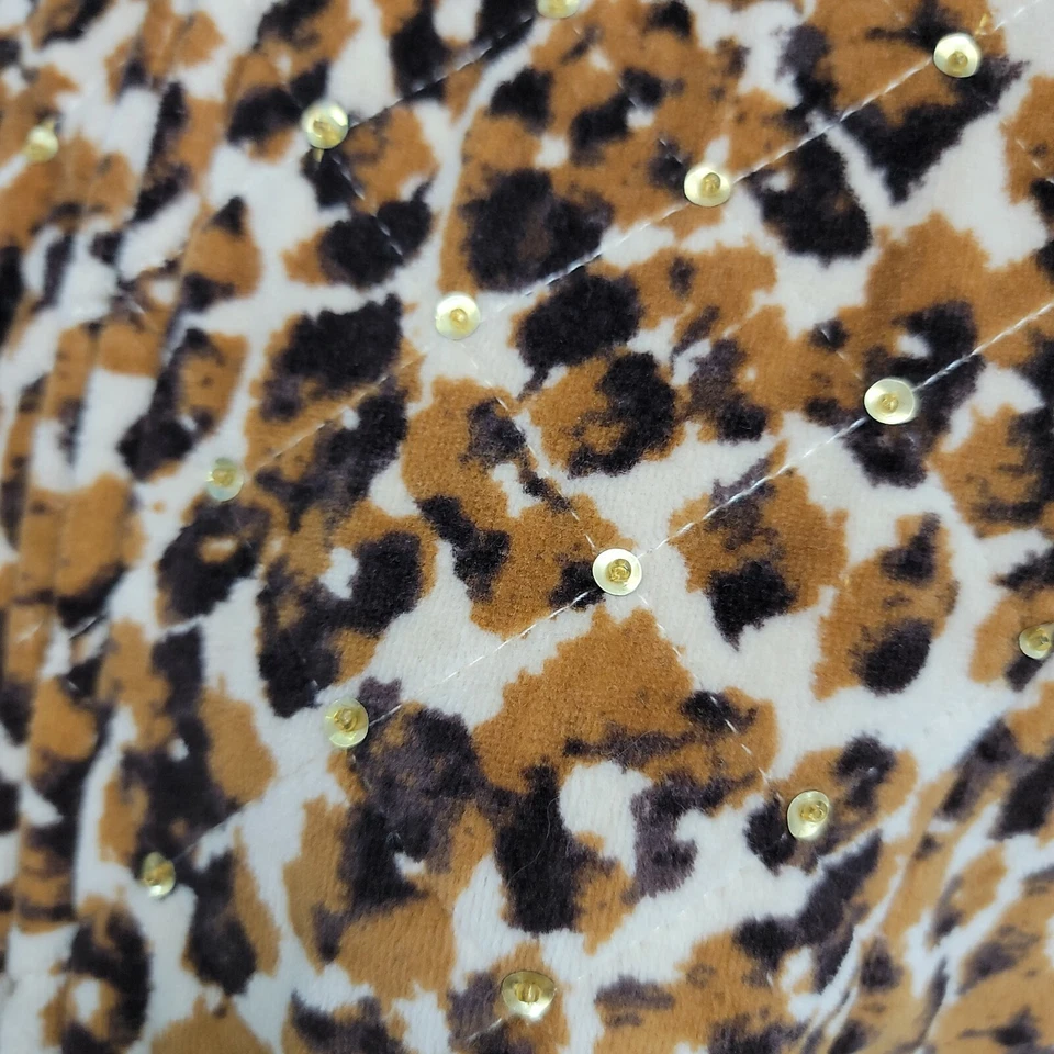 Quacker Factory Vest Womens Size XS Fleece Full Zip Sequin Beaded Leopard VTG - Image 4 of 4