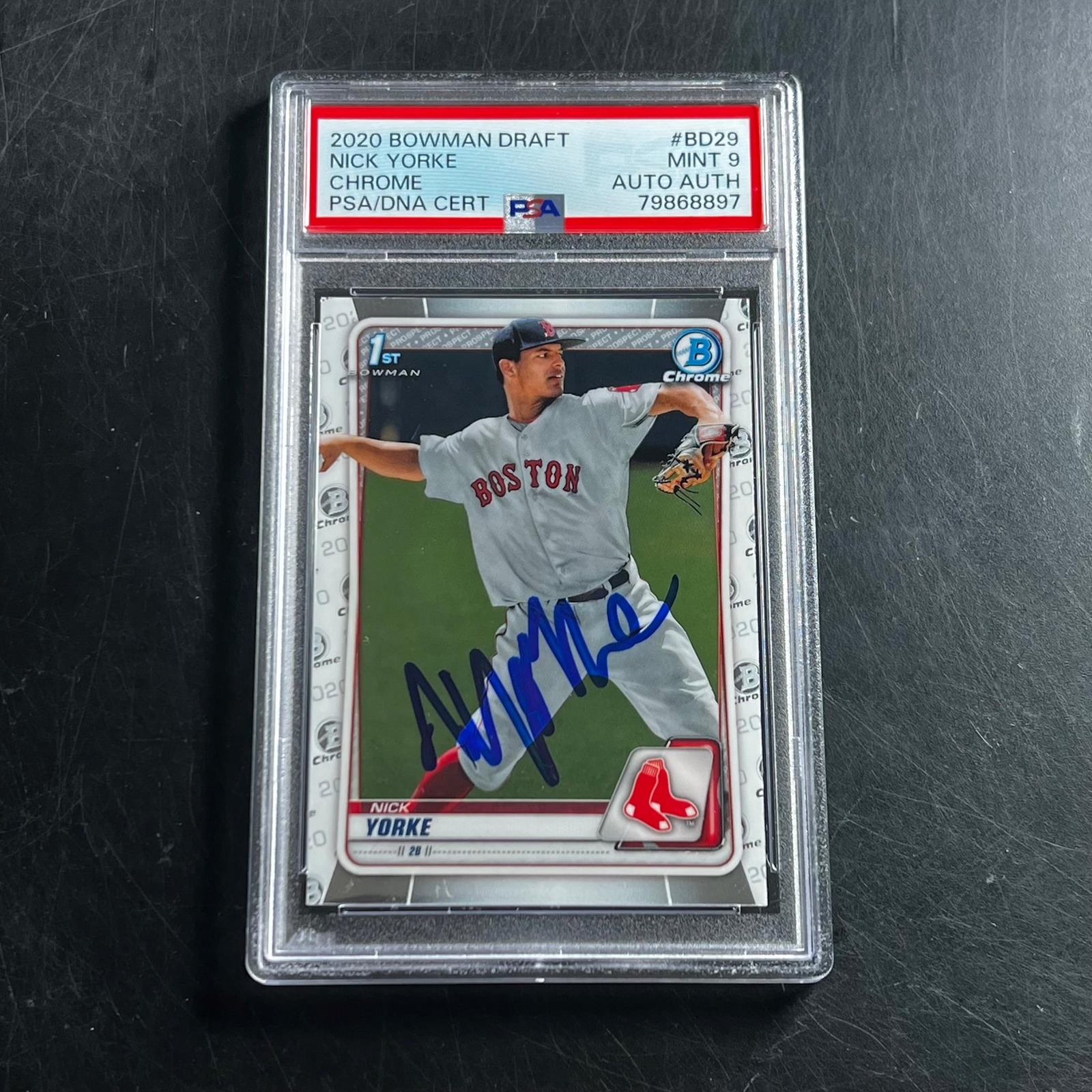 2020 Bowman Draft Chrome #BD29 Nick Yorke Signed Rookie Card PSA Mint 9 AUTO Aut