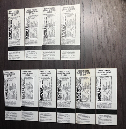 Seattle Supersonics 1986-87 NBA Playoffs Unused Tickets x10  - Picture 5 of 8