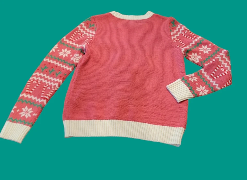 Joe Boxer Cactus Feo Navidad Suéter Rosa Lentejuelas Juniors Pequeño T48 Foto 4 de 4