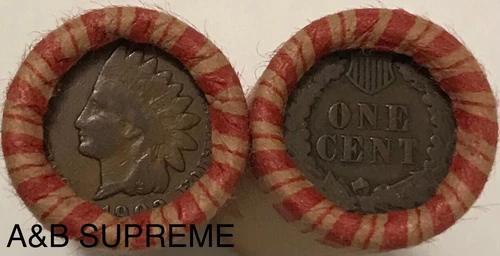 One Shotgun Roll 50 Indian Head Cent Penny Good-Fine Condition