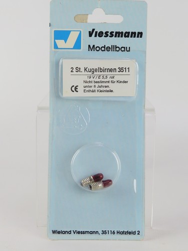3511 VIESSMANN - ESCALA H0 - BOMBILLA ROSCA 2U. ROJA (c3) | Condition: Nuevo