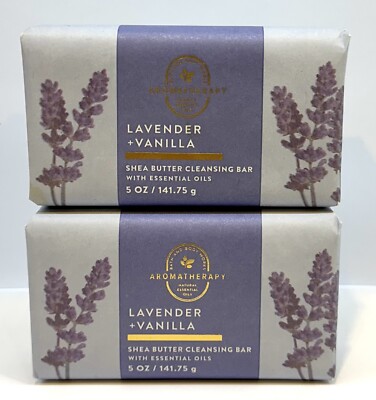 2-Pack Aromatherapy LAVENDER + VANILLA Cleansing Bar Soap 5 oz Bath & Body Works