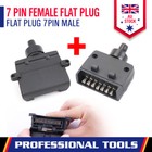 7 Pin Male + Female Flat Trailer Plug Rectangle Connector Caravan Boat Parts