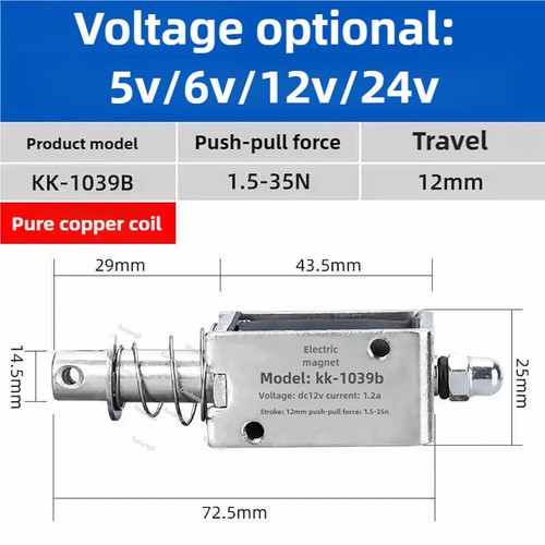 Elektromagnet DC5V DC6V DC12V DC24V Öffnen/Schließen Schub Zugmagnet Hub 5-20mm - Bild 14 von 20