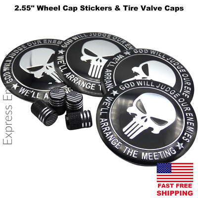 2.55'' / 65mm 2nd Amendment Wheel Center Hub Cap Sticker Decal & Tire Valve Caps