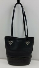 Brighton Leather Bucket Shoulder Handbag Braided Straps Tote Bag Purse