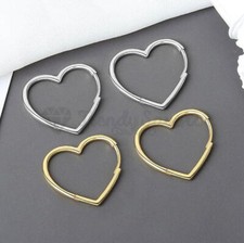 30mm Womens 925 Sterling Silver Love Heart Clicker Huggie Hoop Earrings Gift
