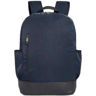 Alfani Mens Faux Trim Laptop Backpack, Navy, One Size