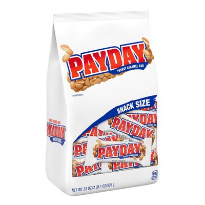 Payday Peanut Caramel Snack Size Candy, Bag 33 oz Free Shipping