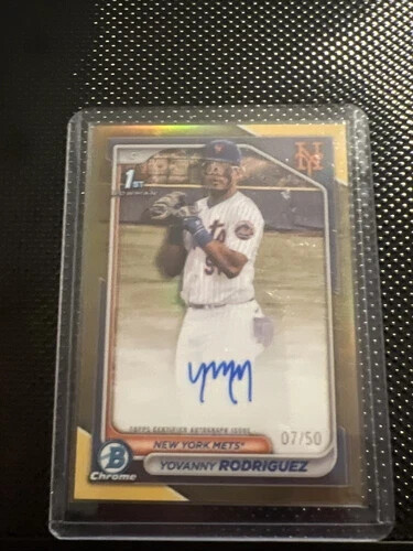 (#07/50) Yovanny Rodriguez Gold Refractor Auto 2024 Bowman Chrome 1st Mets RC
