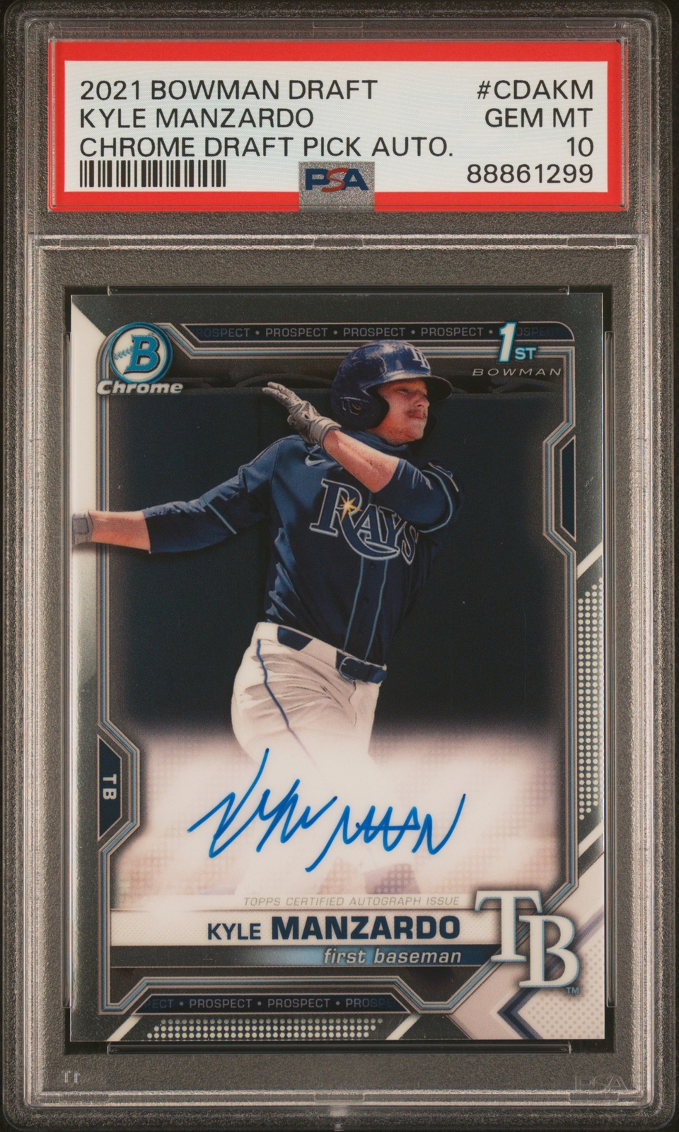 2021 Bowman Draft Chrome Kyle Manzardo #CDAKM Rookie Auto Autograph PSA 10