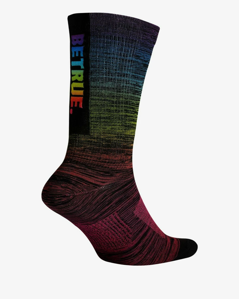 Men's Nike Elite Crew BETRUE Running Socks 14-16. Black Multicolor Pride LGBTQ - Image 2 of 2