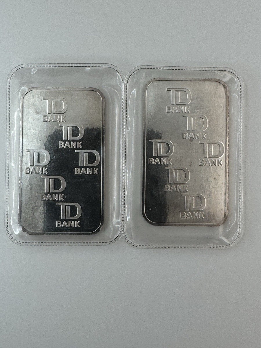 2 X 1 oz JM Johnson Matthey TD Bank 999 Silver Bars * Consecutive