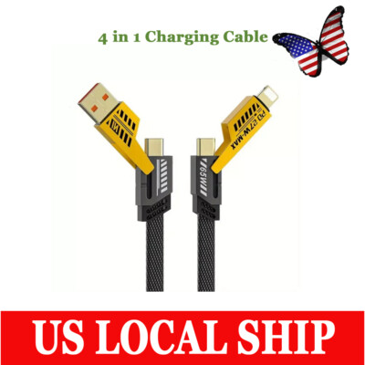 4 in 1 PD 27W Multi Data Charger Charging Cable USB A Type C For iPhone Samsung