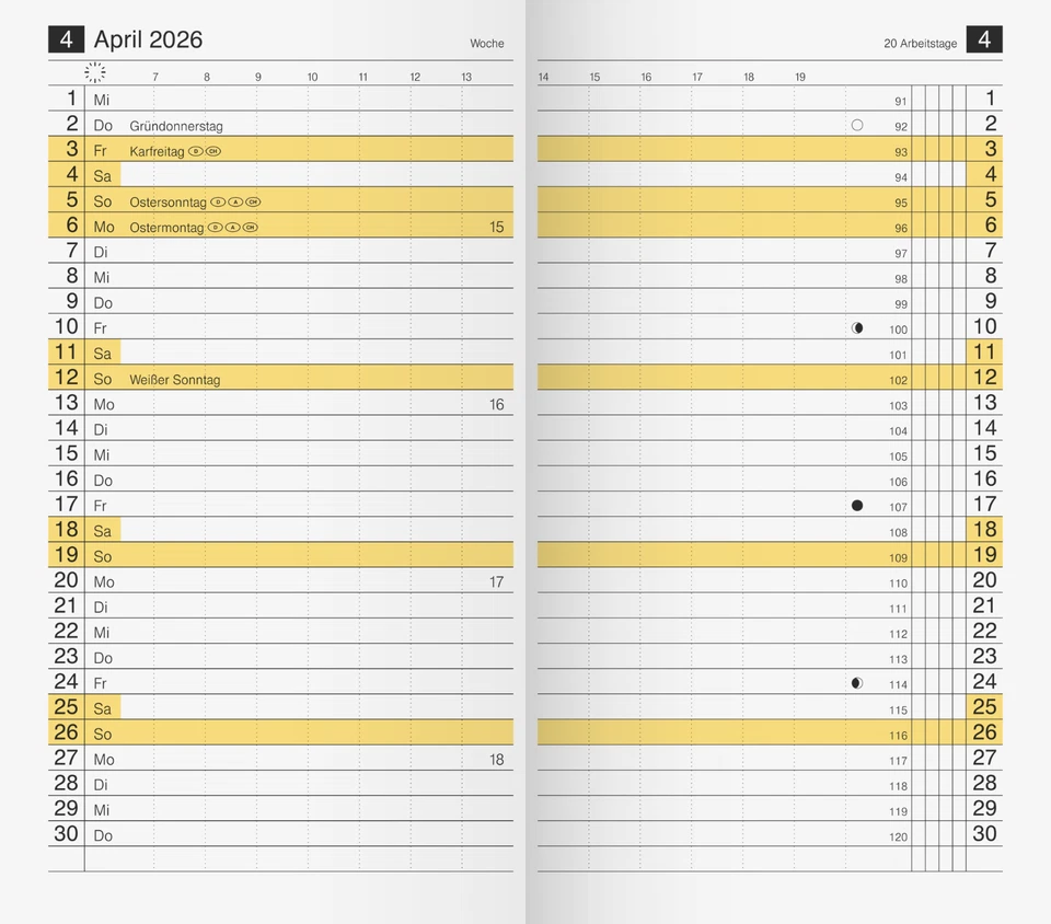 RIDO-IDÉ 2026 Rido idé Ersatzkalender M-Planer 1M 2S 9*15 7046830006 Monatskalendarium