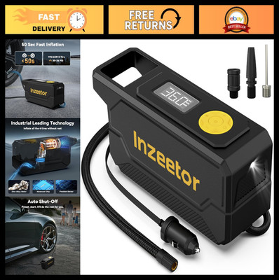 Portable Tire Inflator Air Compressor 12V DC, Auto Shutoff, Digital Gauge, LED L