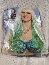 green blonde Mermaid waves wig adult womens Halloween costume accessory