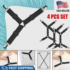 4PCS Adjustable Bed Sheet Fasteners Elastic Mattress Clips Holder Straps
