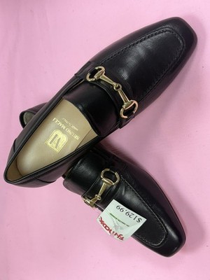 250$-NEW-Bruno Magli-Simona-Women Black leather-Flat Shoes. Sz-8M.Eur-38.5M.Ital