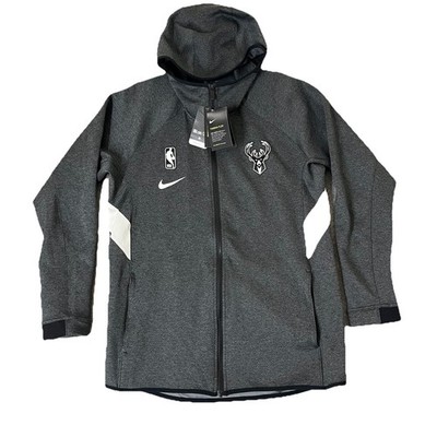 NWT Milwaukee Bucks Showtime Therm Flex Hoodie Men s Large Full Zip Gray NBA 
