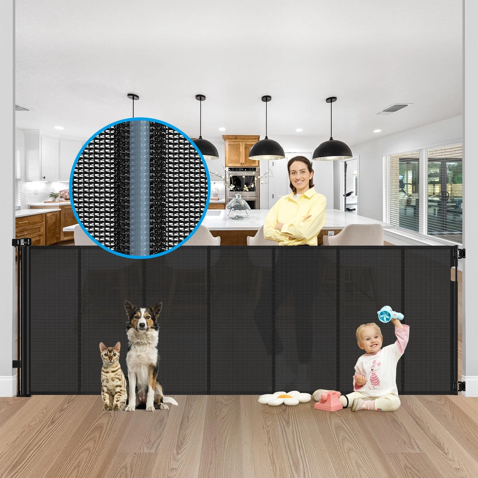 Reinforced 42 Tall X 120 Extra Wide Retractable Baby Gate Extra Long Baby Gat...