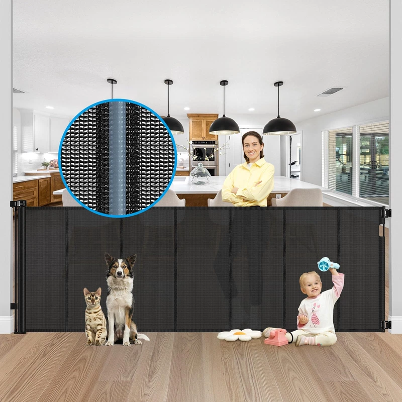 Tall Extra Wide Retractable Baby Gate, 42 x