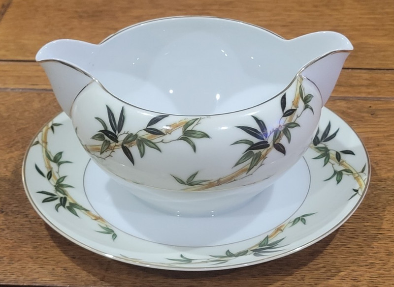 VTG Kent China GRAVY BOAT & Attached Underplate – Bali Hai Bamboo Japan Gold LNC