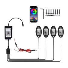 4 PCS RGB LED Rock Lights, LEDs High Brightness Waterproof Neon Colorful