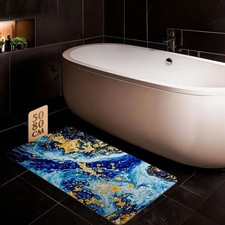 Gold Marble Diatomite Floor Mat Non Slip Quick Dry for Bathroom Shower Area