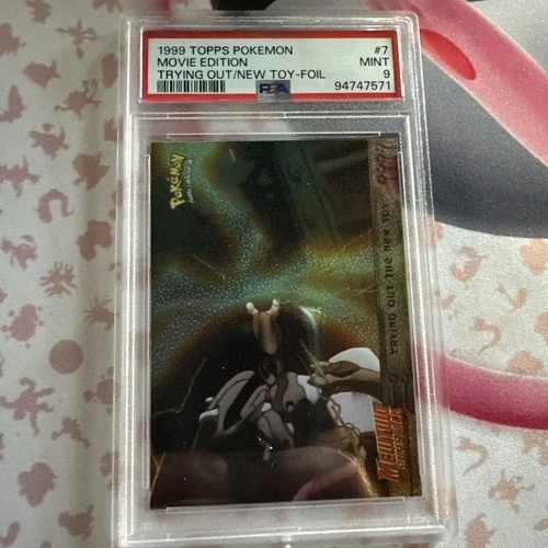 1999 Topps Pokemon Movie Edition TRYING OUT THE NEW TOY #7 Foil MEWTWO PSA 9