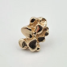 14K Yellow Gold Polished Golden Nugget Style Tie Tack Lapel Pin w/ Back