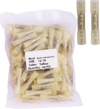 Yellow Heat Shrink Butt Connectors 100PCS AWG12 10 3.33 5.26mm Waterproof Crimp