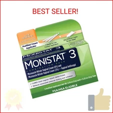 Monistat 3-Day Yeast Infection Treatment for Women, 3 Pre-Filled Miconazole Crea
