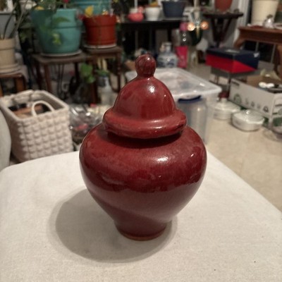  Burgundy  High Gloss Glazed Ginger Jar Handcrafted
