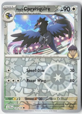 HOP'S CORVISQUIRE 134/159 COMMON JOURNEY TOGETHER POKEMON REVERSE HOLO NM