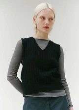 Permanent Vacation merino wool vest in ink, size 3