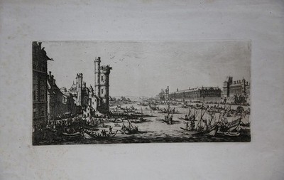 Vue ancienne de Paris: Louvre - Radierung nach Jacques Callot um 1800