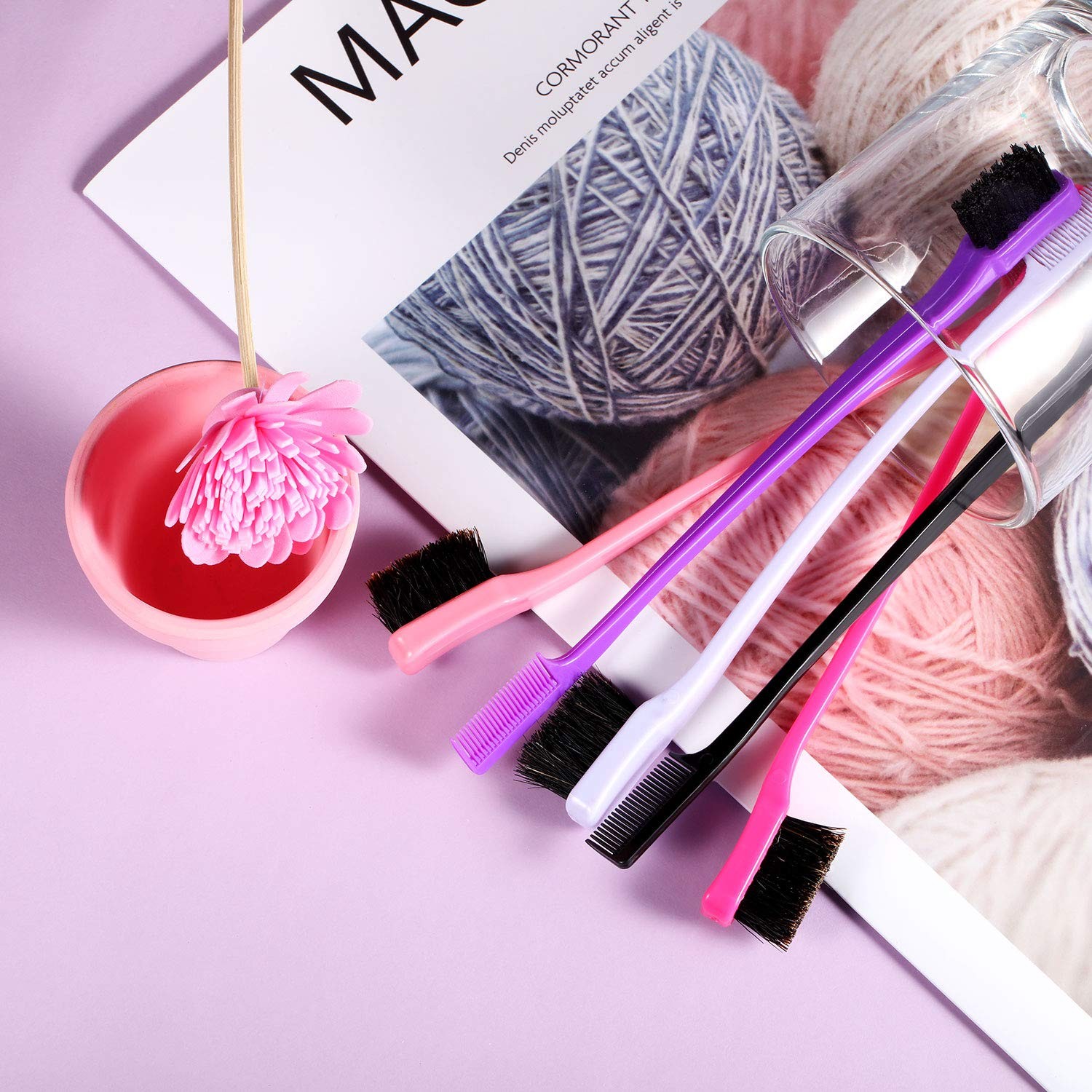 Hair Edge Brush Double Sided Control Hair Brush Comb Combo Pack Smooth 5 Pieces 