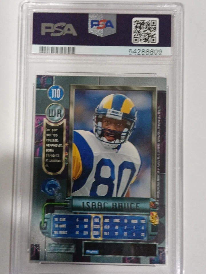 1997 Skybox Metal Universe - Isaac Bruce #110 PSA 8 POP 1 ! St. Louis Rams HOF - Image 4 of 4